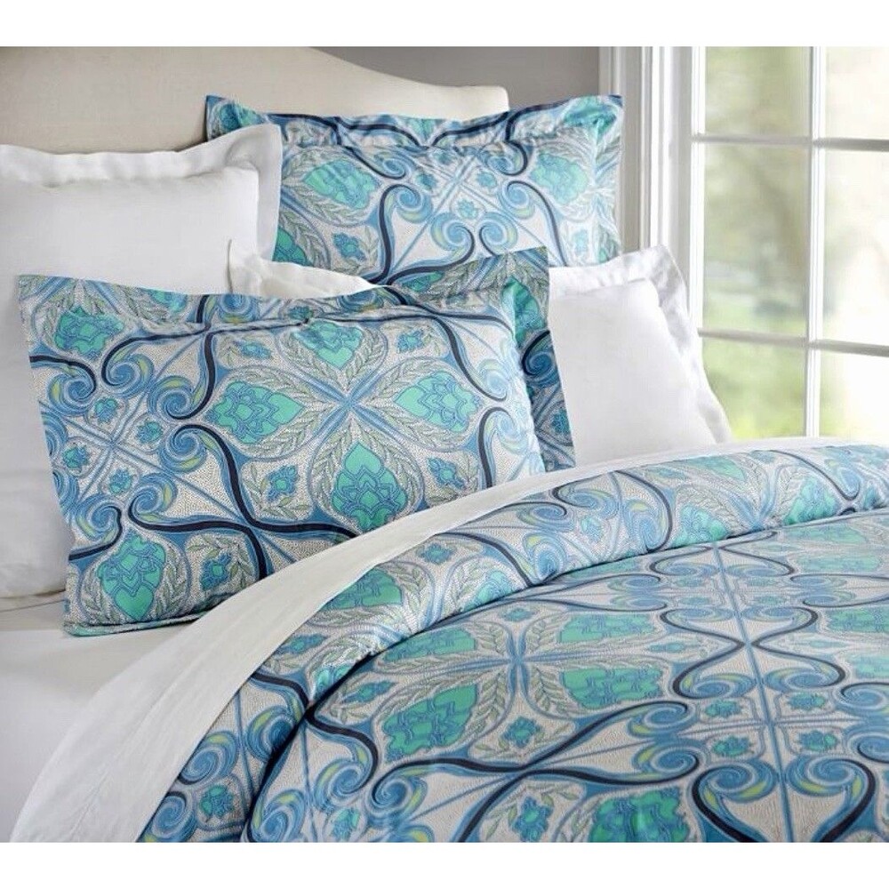 Pottery Barn “Alina” Blue/Green Scrolls Duvet Cover - King/California King -NWOT